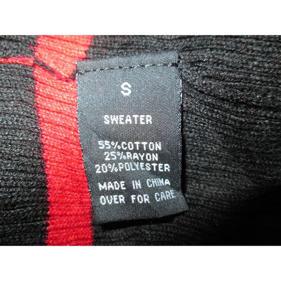 AGB Sweater Dress S Black Red Stripe Pencil Crew Neck Cotton Rayon Blend (RK115) - Picture 6 of 10